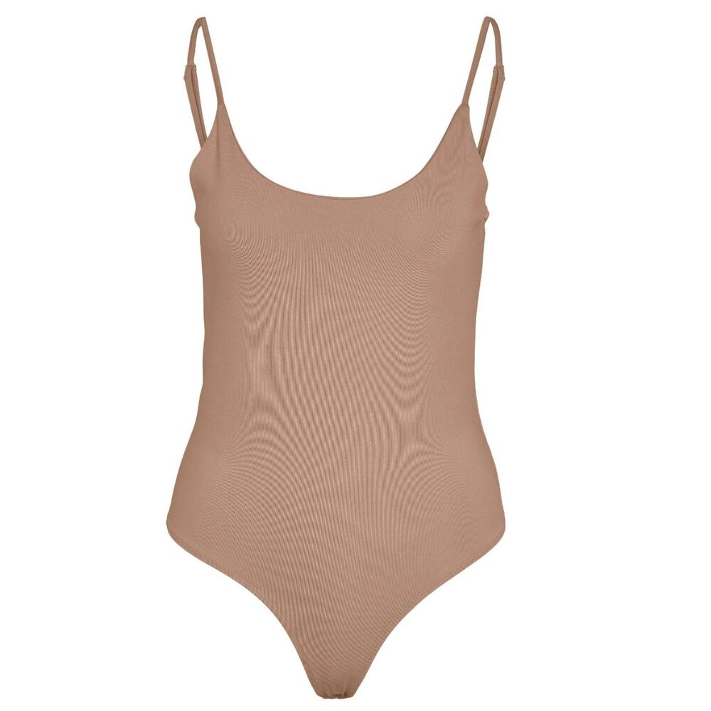 Noisy May Cami Spaghetti Strap Thong Soft Bodysuit Tan Nude Beige Size XL NWT